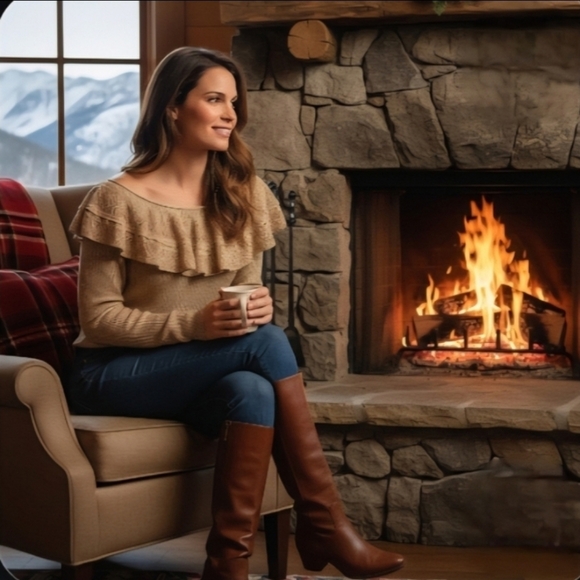 Lauren Ralph Lauren Gold Metallic Sweater Small Ruffle Crochet Pointelle Collar - Picture 9 of 9